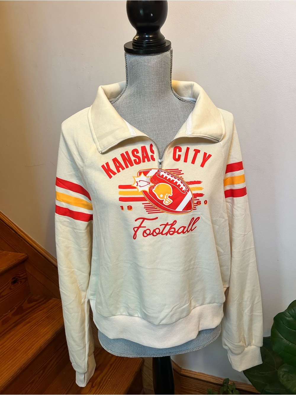 Kansas City Football Graphic Pullover - Cream with Red & Yellow - Picture 2 of 6